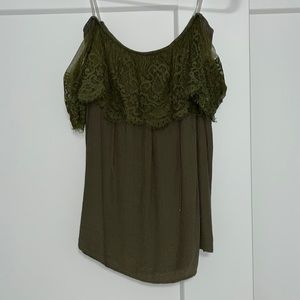 Hunter green off the shoulder/strapless top